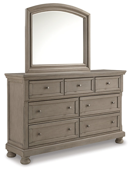 Lettner California  Panel Bed With Mirrored Dresser