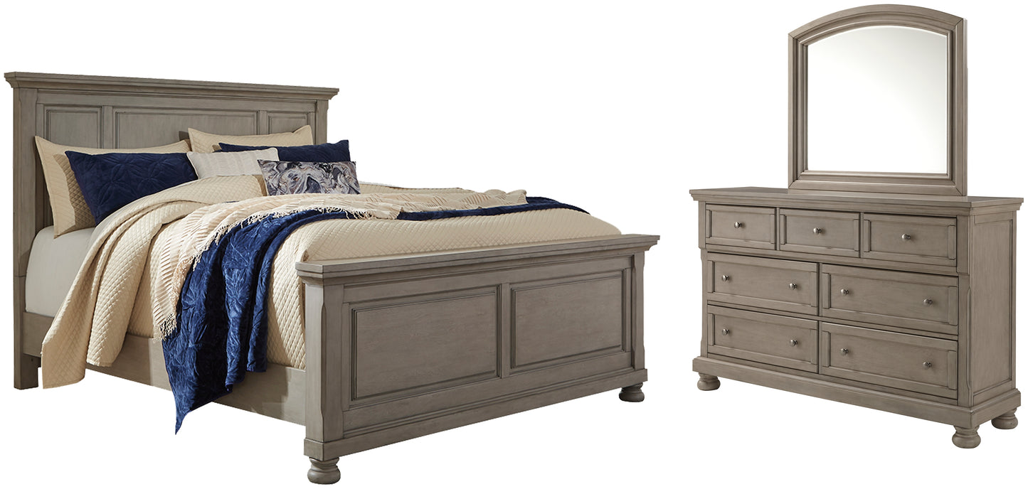 Lettner California  Panel Bed With Mirrored Dresser