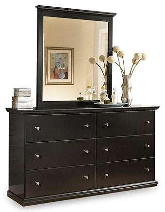 Maribel / Panel Headboard With Mirrored Dresser And 2 Nightstands