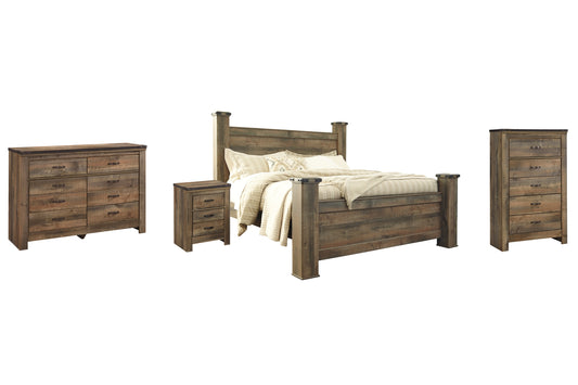 Trinell  Poster Bed With Dresser, Chest And Nightstand