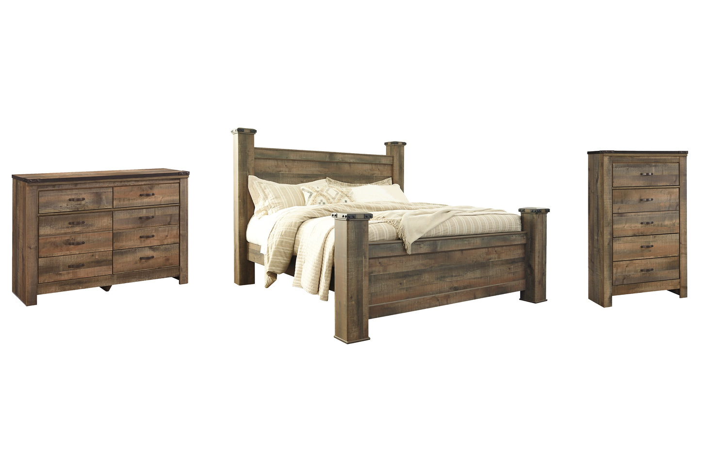 Trinell  Poster Bed With Dresser And Chest