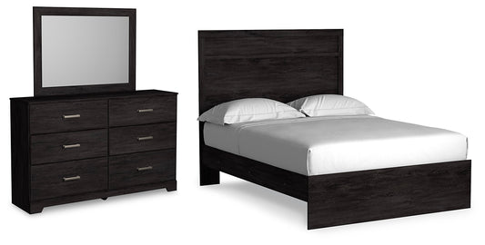 Belachime  Panel Bed With Mirrored Dresser