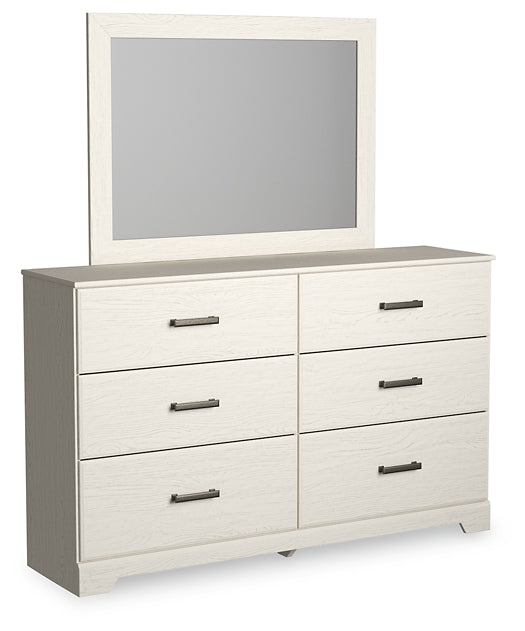 Stelsie  Panel Bed With Mirrored Dresser