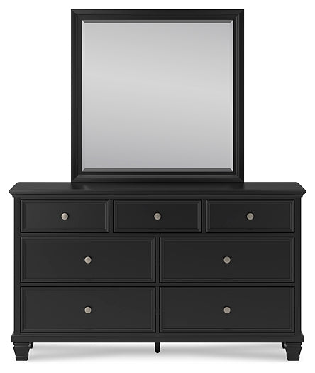 Lanolee California  Panel Bed With Mirrored Dresser