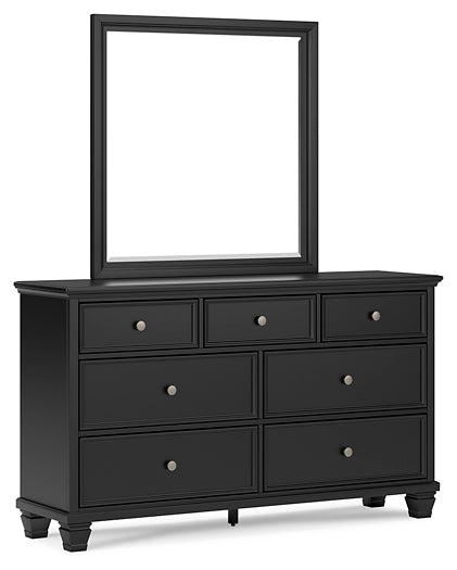 Lanolee California  Panel Bed With Mirrored Dresser