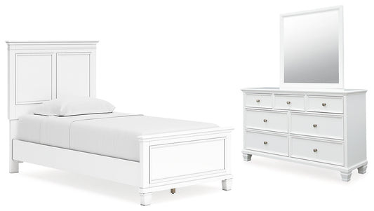 Fortman  Panel Bed With Mirrored Dresser