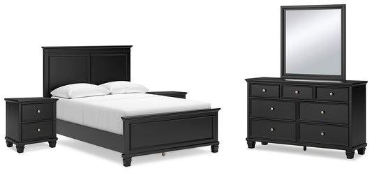 Lanolee  Panel Bed With Mirrored Dresser And 2 Nightstands