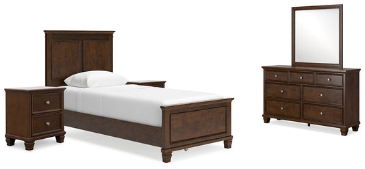 Danabrin  Panel Bed With Mirrored Dresser And 2 Nightstands