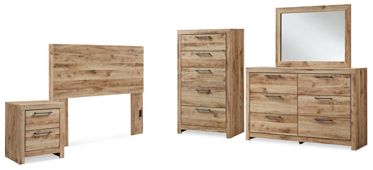 Hyanna  Panel Headboard With Mirrored Dresser, Chest And Nightstand