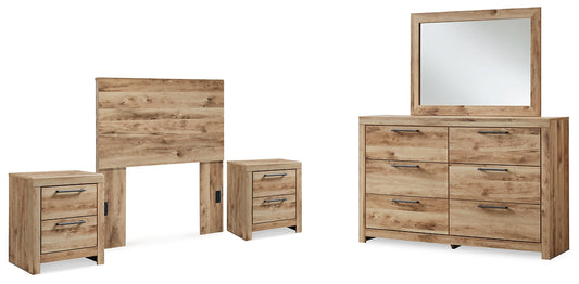 Hyanna  Panel Headboard With Mirrored Dresser And 2 Nightstands