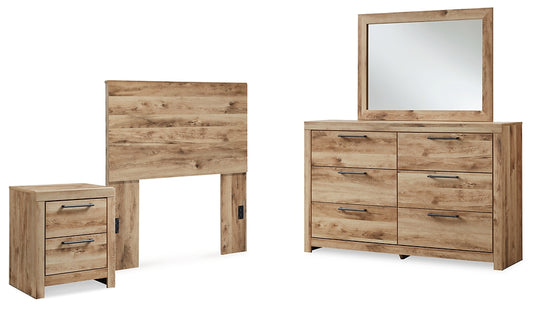 Hyanna  Panel Headboard With Mirrored Dresser And Nightstand