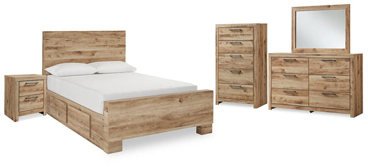 Hyanna  Panel Bed With Storage With Mirrored Dresser, Chest And Nightstand