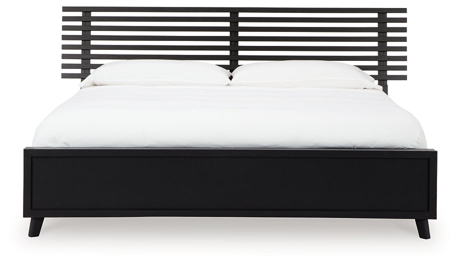 Danziar  Panel Bed With Mirrored Dresser And Nightstand