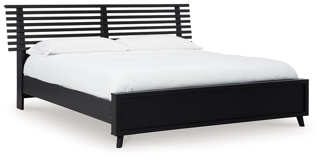 Danziar  Panel Bed With Mirrored Dresser, Chest And 2 Nightstands