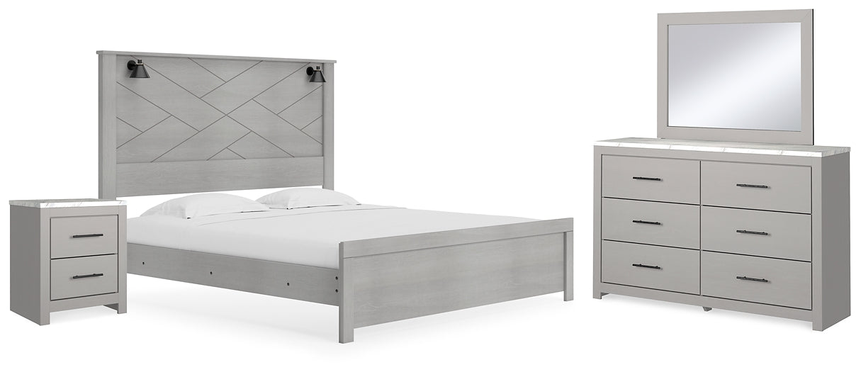 Cottonburg  Panel Bed With Mirrored Dresser And Nightstand