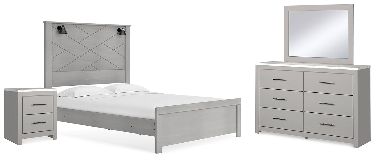 Cottonburg  Panel Bed With Mirrored Dresser And Nightstand