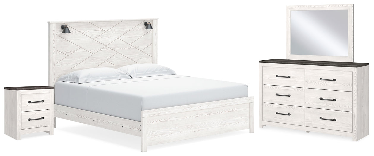 Gerridan  Panel Bed With Mirrored Dresser And Nightstand