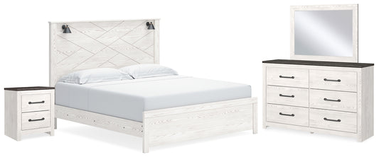 Gerridan  Panel Bed With Mirrored Dresser And Nightstand