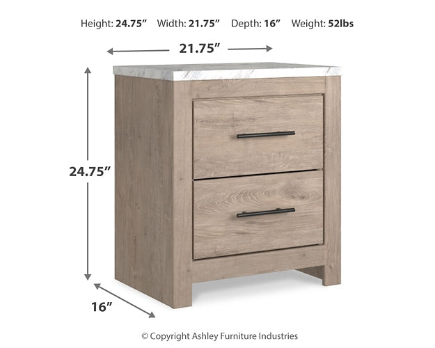 Senniberg  Panel Bed With Mirrored Dresser And Nightstand