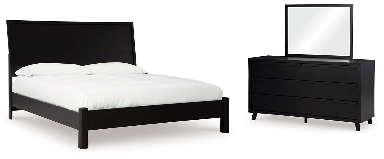 Danziar  Panel Bed With Mirrored Dresser