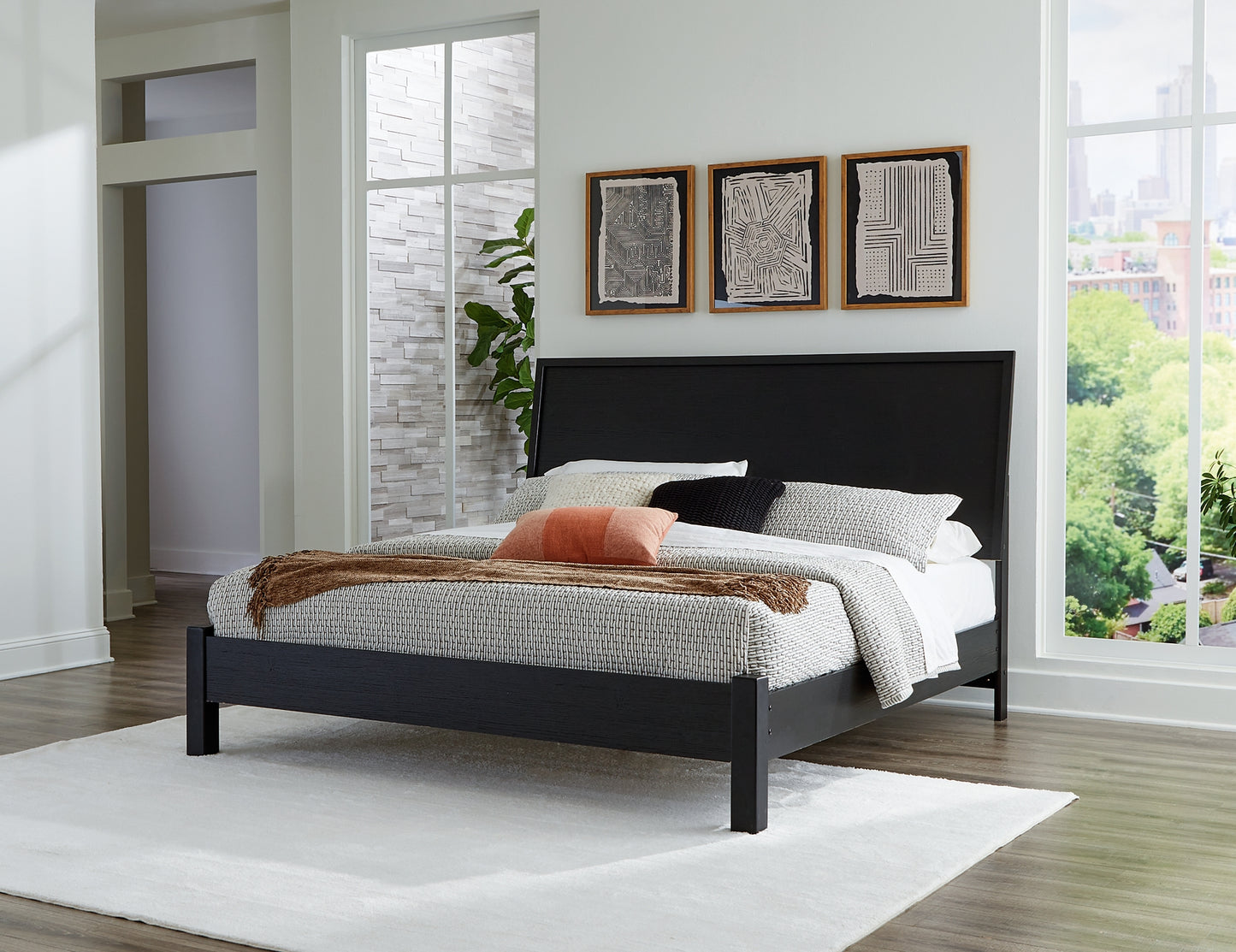 Danziar  Panel Bed With Mirrored Dresser