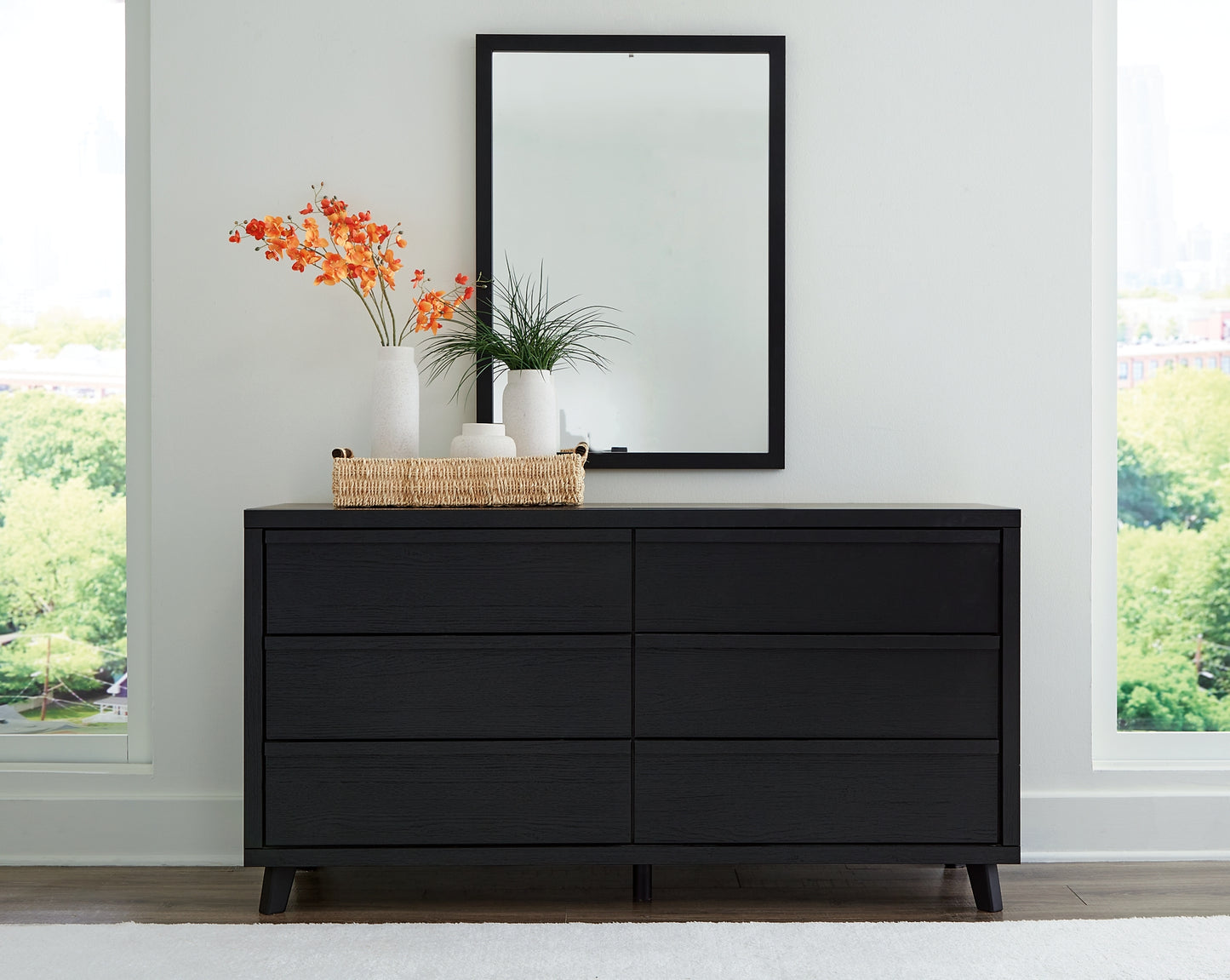 Danziar  Panel Bed With Mirrored Dresser