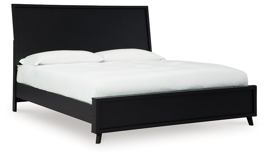 Danziar  Panel Bed With Mirrored Dresser And Nightstand