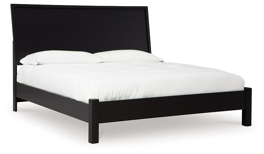 Danziar  Panel Bed With Mirrored Dresser And 2 Nightstands