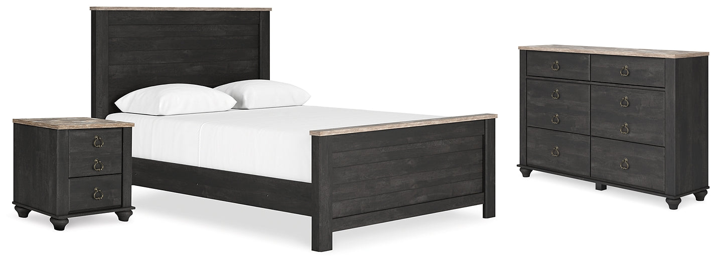 Nanforth  Panel Bed With Dresser And Nightstand