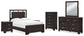 Covetown  Panel Bed With Mirrored Dresser, Chest And 2 Nightstands