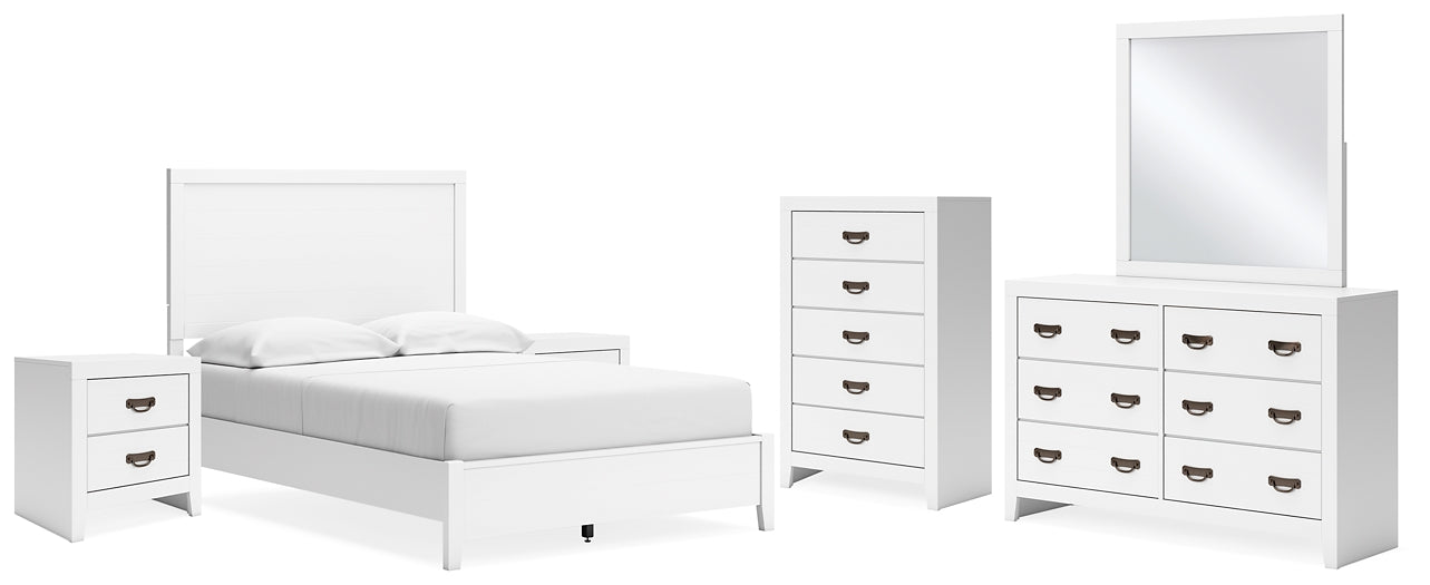 Binterglen  Panel Bed With Mirrored Dresser, Chest And 2 Nightstands