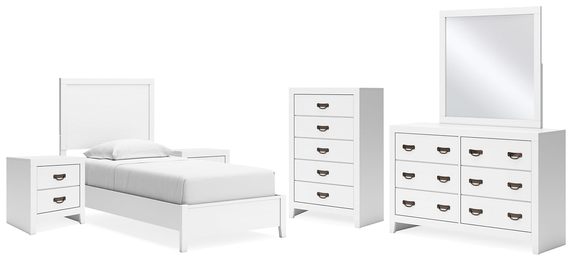 Binterglen  Panel Bed With Mirrored Dresser, Chest And 2 Nightstands