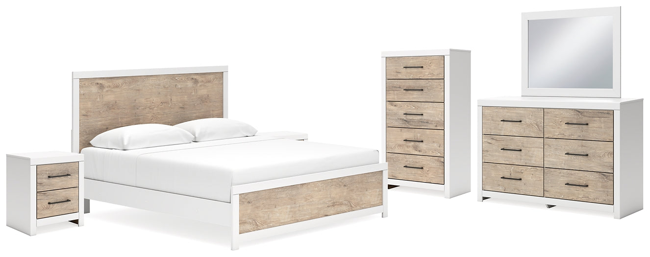 Charbitt  Panel Bed With Mirrored Dresser, Chest And 2 Nightstands