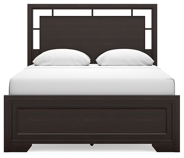 Covetown  Panel Bed With Mirrored Dresser And Nightstand