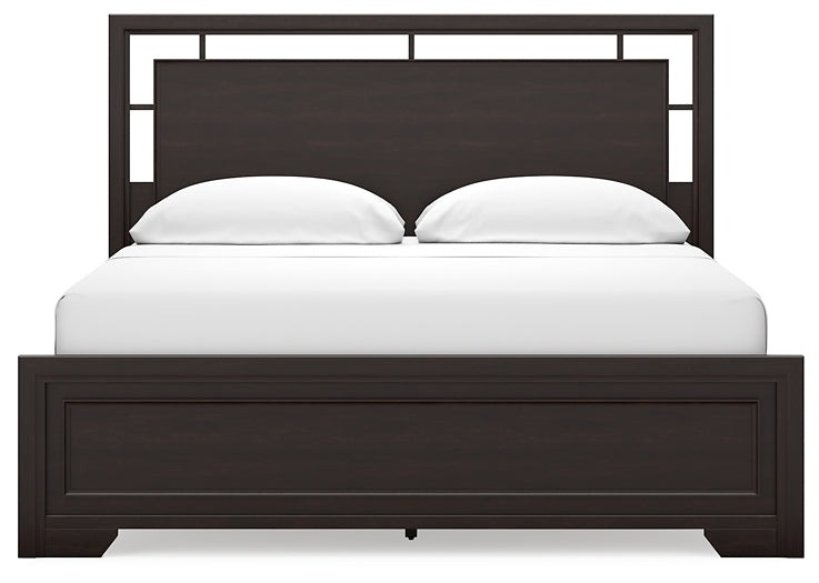 Covetown California  Panel Bed With Mirrored Dresser, Chest And 2 Nightstands