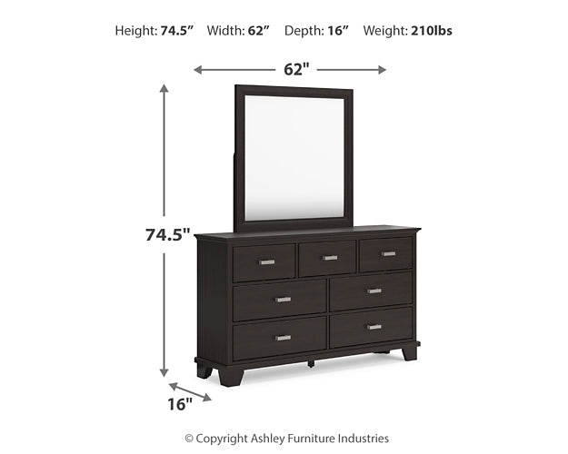 Covetown California  Panel Bed With Mirrored Dresser