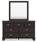 Covetown  Panel Bed With Mirrored Dresser