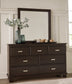 Covetown  Panel Bed With Mirrored Dresser