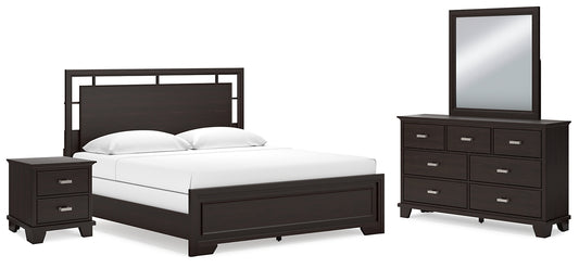 Covetown California  Panel Bed With Mirrored Dresser And Nightstand