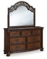 Lavinton  Poster Bed With Mirrored Dresser And Nightstand