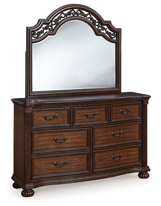 Lavinton  Poster Bed With Mirrored Dresser