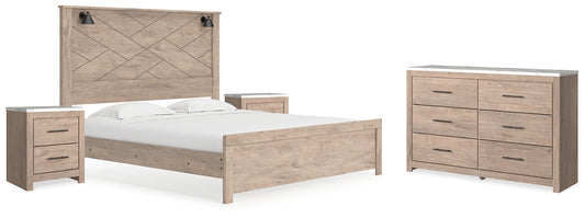 Senniberg  Panel Bed With Dresser And 2 Nightstands