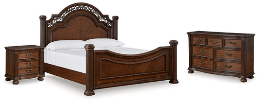 Lavinton  Poster Bed With Dresser And Nightstand