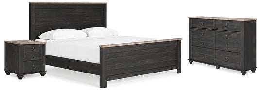 Nanforth  Panel Bed With Dresser And Nightstand