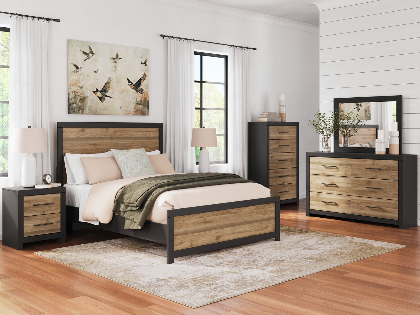 Vertani  Panel Bed With 2 Nightstands