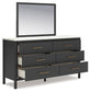 Cadmori  Upholstered Panel Bed With Mirrored Dresser, Chest And 2 Nightstands