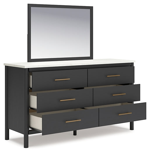 Cadmori  Upholstered Panel Bed With Mirrored Dresser And Nightstand