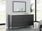 Cadmori  Upholstered Panel Bed With Mirrored Dresser And 2 Nightstands