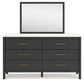 Cadmori  Upholstered Panel Bed With Mirrored Dresser And 2 Nightstands