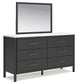 Cadmori  Upholstered Panel Bed With Mirrored Dresser And Chest